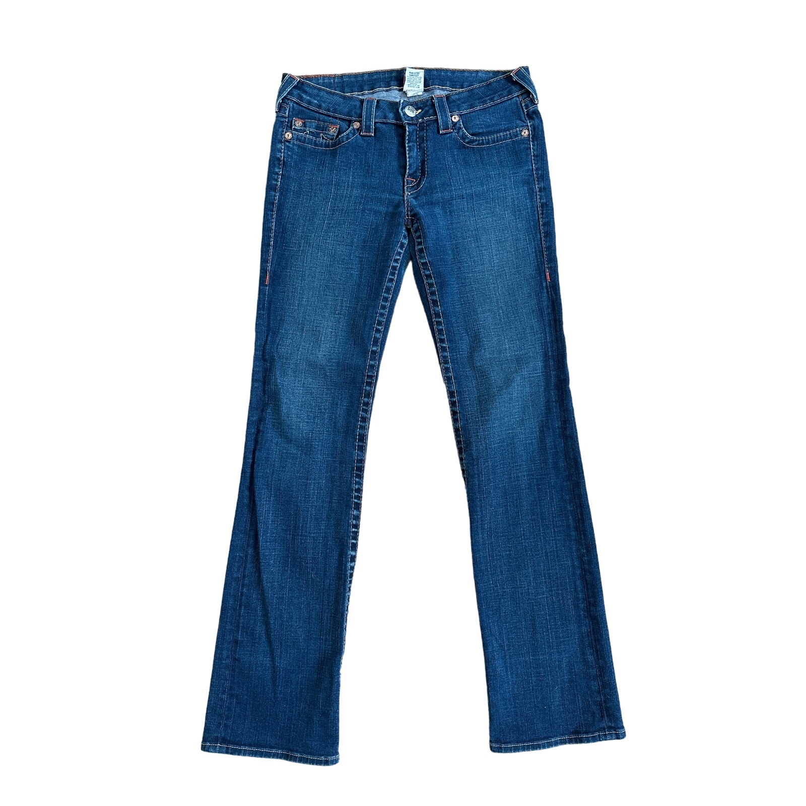 True Religion - Low Rise Straight Leg Jeans In Dark Blue